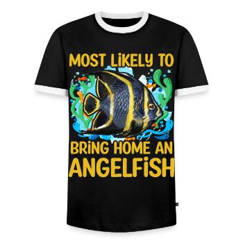 Most likely to bring home an Angelfish - Men's Ringer Shirt - black/white - Front - AI Model Female 172 light (172cm) & AI Model Male 178 light (178cm)