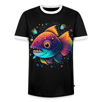Angelfish - Men's Ringer Shirt - black/white - Front - AI Model Female 172 light (172cm) & AI Model Male 178 light (178cm)