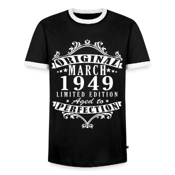 Mars 1949 cadeau d’anniversaire édition limitée - T-shirt contrasté Homme - noir/blanc - Devant - AI Model Female 172 light (172cm) & AI Model Male 178 light (178cm)