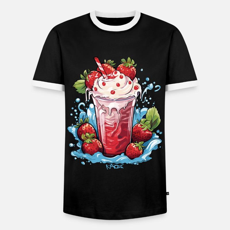 Erdbeer-Eiscreme-Milch - Männer Kontrast-T-Shirt - Schwarz/Weiß