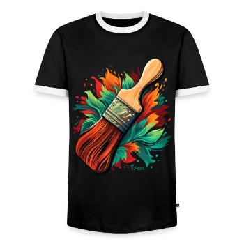 Brushes for painters - Men's Ringer Shirt - black/white - Front - AI Model Female 172 light (172cm) & AI Model Male 178 light (178cm)