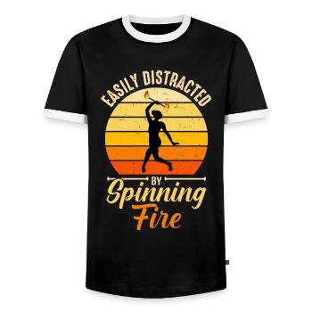 Fire Baton Fire Dance Fire Dancer Fire Dancer - Men's Ringer Shirt - black/white - Front - AI Model Female 172 light (172cm) & AI Model Male 178 light (178cm)