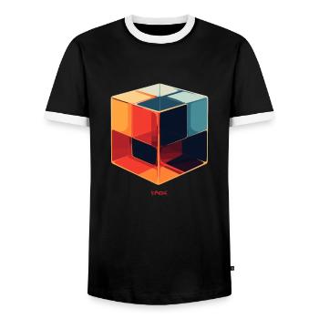Un cube de verre - T-shirt contrasté Homme - noir/blanc - Devant - AI Model Female 172 light (172cm) & AI Model Male 178 light (178cm)