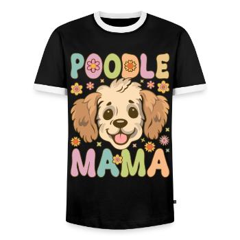 Groovy Poodle Mom Female Dog Lover Dogs - Men's Ringer Shirt - black/white - Front - AI Model Female 172 light (172cm) & AI Model Male 178 light (178cm)