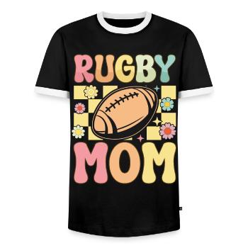 Joueur de rugby groovy - T-shirt contrasté Homme - noir/blanc - Devant - AI Model Female 172 light (172cm) & AI Model Male 178 light (178cm)