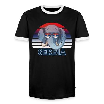 Serbia - Men's Ringer Shirt - black/white - Front - AI Model Female 172 light (172cm) & AI Model Male 178 light (178cm)