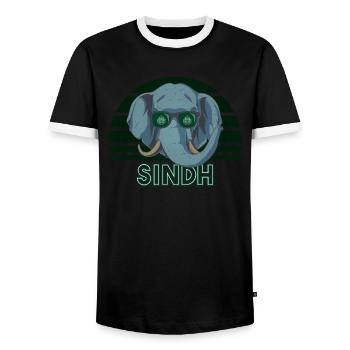 Sindh - Men's Ringer Shirt - black/white - Front - AI Model Female 172 light (172cm) & AI Model Male 178 light (178cm)