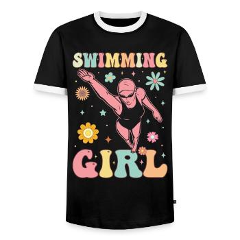 Nageur groovy - T-shirt contrasté Homme - noir/blanc - Devant - AI Model Female 172 light (172cm) & AI Model Male 178 light (178cm)