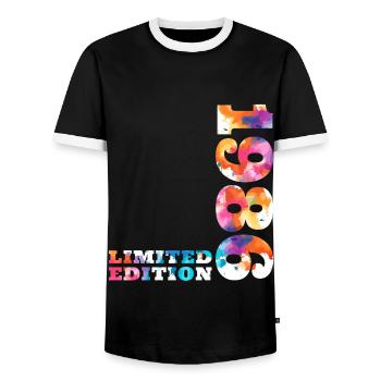 Colorful Birthday Limited Edition 1988 - Men's Ringer Shirt - black/white - Front - AI Model Female 172 light (172cm) & AI Model Male 178 light (178cm)