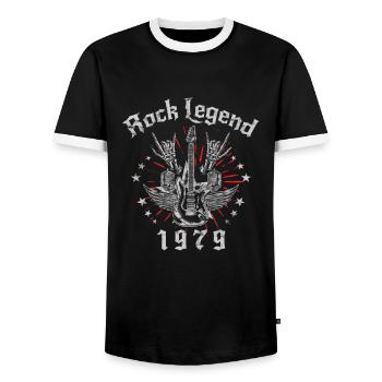 1979 Geburtstag Rock Legends Gitarre - Männer Kontrast-T-Shirt - Schwarz/Weiß - Vorne - AI Model Female 172 light (172cm) & AI Model Male 178 light (178cm)
