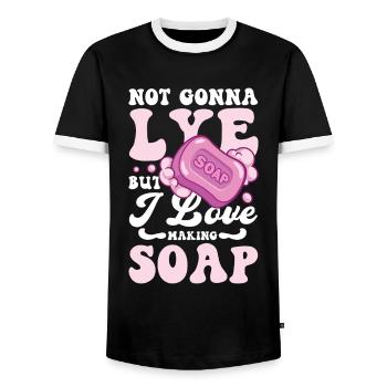 Not Gonna Lye Soap But I Love Making Soap - Männer Kontrast-T-Shirt - Schwarz/Weiß - Vorne - AI Model Female 172 light (172cm) & AI Model Male 178 light (178cm)