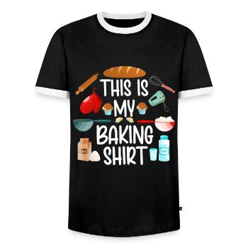 Cuisson Jeu de mots Cuire Cuisinier Chef Boulanger - T-shirt contrasté Homme - noir/blanc - Devant - AI Model Female 172 light (172cm) & AI Model Male 178 light (178cm)