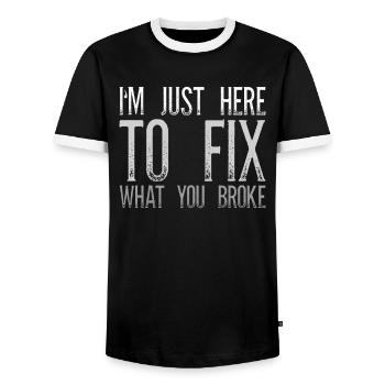 Je suis juste là pour réparer ce que vous avez cassé Sarcasme - T-shirt contrasté Homme - noir/blanc - Devant - AI Model Female 172 light (172cm) & AI Model Male 178 light (178cm)