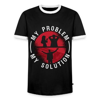 Cribbage Player My Problem My Pictogram Dad Mom - Men's Ringer Shirt - black/white - Front - AI Model Female 172 light (172cm) & AI Model Male 178 light (178cm)