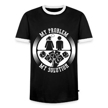 Poker Dice Player My Problem My Pictogram Dad Mom - Männer Kontrast-T-Shirt - Schwarz/Weiß - Vorne - AI Model Female 172 light (172cm) & AI Model Male 178 light (178cm)