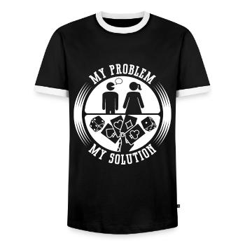 Poker Dice Player My Problem My Pictogram Mom Dad - Männer Kontrast-T-Shirt - Schwarz/Weiß - Vorne - AI Model Female 172 light (172cm) & AI Model Male 178 light (178cm)