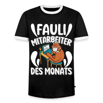 Mitarbeiter Fauli Mitarbeiter des Monats Faule - Männer Kontrast-T-Shirt - Schwarz/Weiß - Vorne - AI Model Female 172 light (172cm) & AI Model Male 178 light (178cm)