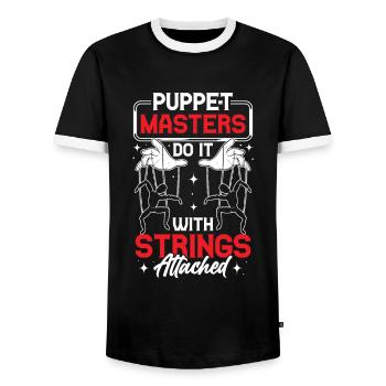 Marionettenspieler Puppenspieler - Männer Kontrast-T-Shirt - Schwarz/Weiß - Vorne - AI Model Female 172 light (172cm) & AI Model Male 178 light (178cm)