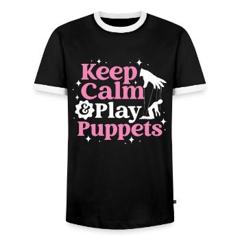 Marionettenspieler Puppenspieler - Männer Kontrast-T-Shirt - Schwarz/Weiß - Vorne - AI Model Female 172 light (172cm) & AI Model Male 178 light (178cm)