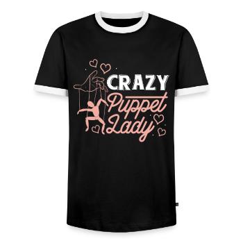 Marionnettiste, marionnettiste - T-shirt contrasté Homme - noir/blanc - Devant - AI Model Female 172 light (172cm) & AI Model Male 178 light (178cm)