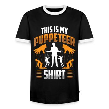 Marionnettiste, marionnettiste - T-shirt contrasté Homme - noir/blanc - Devant - AI Model Female 172 light (172cm) & AI Model Male 178 light (178cm)