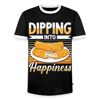 Bâtonnets de mozzarella au fromage - T-shirt contrasté Homme - noir/blanc - Devant - AI Model Female 172 light (172cm) & AI Model Male 178 light (178cm)