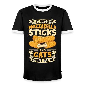Bâtonnets de mozzarella au fromage - T-shirt contrasté Homme - noir/blanc - Devant - AI Model Female 172 light (172cm) & AI Model Male 178 light (178cm)