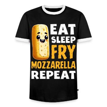 Mozzarella Sticks Käse - Männer Kontrast-T-Shirt - Schwarz/Weiß - Vorne - AI Model Female 172 light (172cm) & AI Model Male 178 light (178cm)