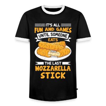Bâtonnets de mozzarella au fromage - T-shirt contrasté Homme - noir/blanc - Devant - AI Model Female 172 light (172cm) & AI Model Male 178 light (178cm)