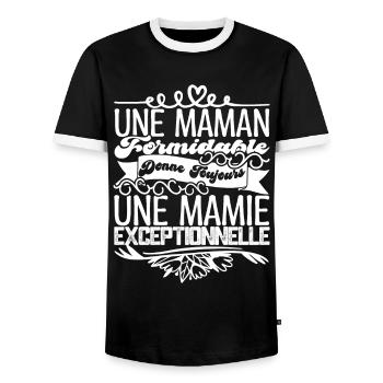Grand-Mère Cadeau- Une Mamie Exceptionnelle. - T-shirt contrasté Homme - noir/blanc - Devant - AI Model Female 172 light (172cm) & AI Model Male 178 light (178cm)