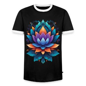 Spirituelle Lotus-Mandala Zen Aesthetic Style - Männer Kontrast-T-Shirt - Schwarz/Weiß - Vorne - AI Model Female 172 light (172cm) & AI Model Male 178 light (178cm)