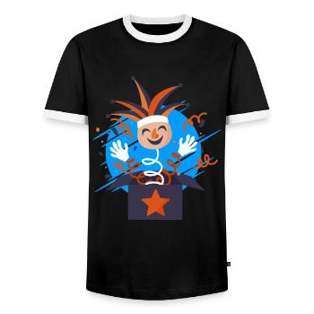 Clown, Carnival, Carnival, Carnival Costume, Parade, Celebration, Jester, - Men's Ringer Shirt - black/white - Front - AI Model Female 172 light (172cm) & AI Model Male 178 light (178cm)