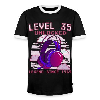 35.Geburtstag - 35 jahre level 35 freigeschaltet - Männer Kontrast-T-Shirt - Schwarz/Weiß - Vorne - AI Model Female 172 light (172cm) & AI Model Male 178 light (178cm)