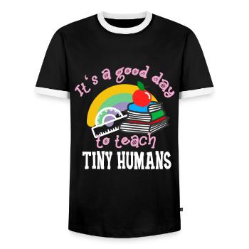 Funny Teacher Elementary School Teacher Lessons - Men's Ringer Shirt - black/white - Front - AI Model Female 172 light (172cm) & AI Model Male 178 light (178cm)