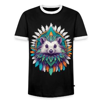 Hérisson Mandala puissance spirituelle Animal Design - T-shirt contrasté Homme - noir/blanc - Devant - AI Model Female 172 light (172cm) & AI Model Male 178 light (178cm)
