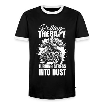 Motorrad Biker Motorbike Motorcycle Therapy - Männer Kontrast-T-Shirt - Schwarz/Weiß - Vorne - AI Model Female 172 light (172cm) & AI Model Male 178 light (178cm)