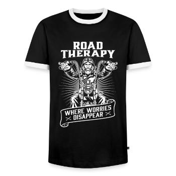 Motorrad Biker Motorbike Motorcycle Therapy - Männer Kontrast-T-Shirt - Schwarz/Weiß - Vorne - AI Model Female 172 light (172cm) & AI Model Male 178 light (178cm)