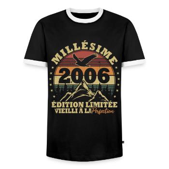 2006 Jahrgang perfekt gereift - Männer Kontrast-T-Shirt - Schwarz/Weiß - Vorne - AI Model Female 172 light (172cm) & AI Model Male 178 light (178cm)