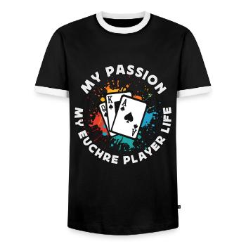 Euchre Player My Passion My Euchre Card Game Lover - T-shirt contrasté Homme - noir/blanc - Devant - AI Model Female 172 light (172cm) & AI Model Male 178 light (178cm)