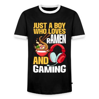 Ramen Und Gaming Japan Anime Manga Otaku - Männer Kontrast-T-Shirt - Schwarz/Weiß - Vorne - AI Model Female 172 light (172cm) & AI Model Male 178 light (178cm)