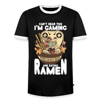 Ramen Und Gaming Japan Anime Manga Otaku - Männer Kontrast-T-Shirt - Schwarz/Weiß - Vorne - AI Model Female 172 light (172cm) & AI Model Male 178 light (178cm)