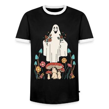 Frohe Natur Gespenst Flora Herbst Halloween - Männer Kontrast-T-Shirt - Schwarz/Weiß - Vorne - AI Model Female 172 light (172cm) & AI Model Male 178 light (178cm)