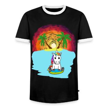 Licorne Mers du Sud Vacances Océan Île Détresse Mer Lac - T-shirt contrasté Homme - noir/blanc - Devant - AI Model Female 172 light (172cm) & AI Model Male 178 light (178cm)