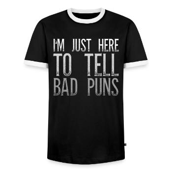 Je suis juste là pour dire aux mauvais jeux de mots la fête des pères - T-shirt contrasté Homme - noir/blanc - Devant - AI Model Female 172 light (172cm) & AI Model Male 178 light (178cm)