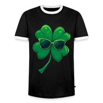 Shamrock Shamrock Lunettes de soleil Saint Patrick - T-shirt contrasté Homme - noir/blanc - Devant - AI Model Female 172 light (172cm) & AI Model Male 178 light (178cm)