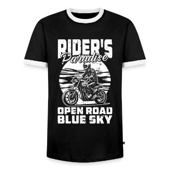 Motorrad Biker Motorbike - Männer Kontrast-T-Shirt - Schwarz/Weiß - Vorne - AI Model Female 172 light (172cm) & AI Model Male 178 light (178cm)