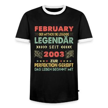 21e anniversaire février Vintage 2003 idée cadeau - T-shirt contrasté Homme - noir/blanc - Devant - AI Model Female 172 light (172cm) & AI Model Male 178 light (178cm)