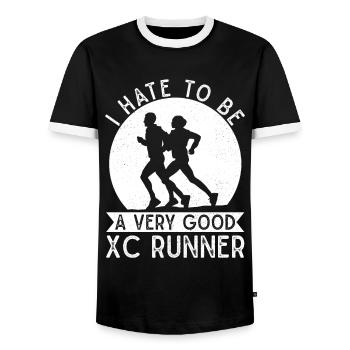 Design de coureur de cross-country - Entraîneur XC - Course à pied - T-shirt contrasté Homme - noir/blanc - Devant - AI Model Female 172 light (172cm) & AI Model Male 178 light (178cm)