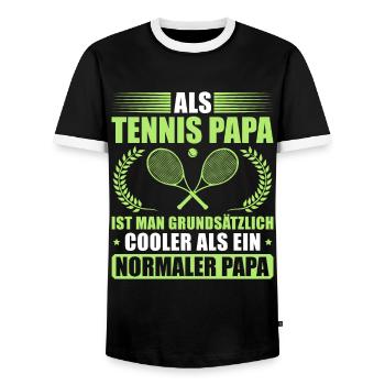 Tennis Papa Vatertag Tennisspieler Vater - Männer Kontrast-T-Shirt - Schwarz/Weiß - Vorne - AI Model Female 172 light (172cm) & AI Model Male 178 light (178cm)