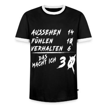 30er Geburtstag Spruch | 30. Geburtstag - Männer Kontrast-T-Shirt - Schwarz/Weiß - Vorne - AI Model Female 172 light (172cm) & AI Model Male 178 light (178cm)
